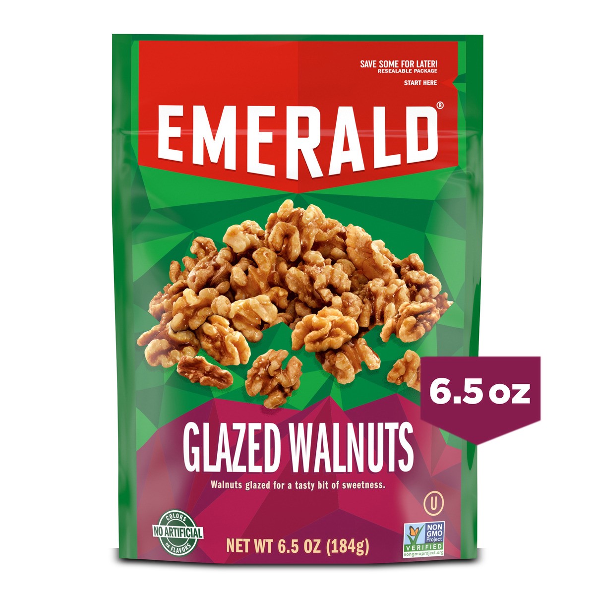 slide 1 of 5, Emerald Glazed Walnuts, 6.5 oz