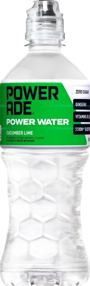 slide 1 of 13, Powerade Power Water Cucumber Lime Sports Drink, 20 fl oz