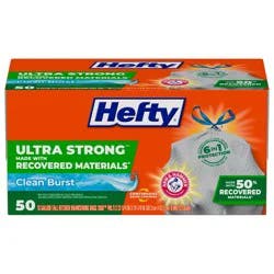 Hefty Ultra Strong 13 Gallon Renew Drawstring Clean Burst Tall Kitchen Bags - 50 ea