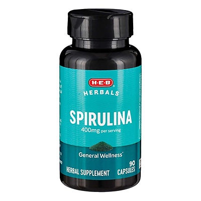 slide 1 of 1, H-E-B Spirulina400 mg Capsules, 90 ct