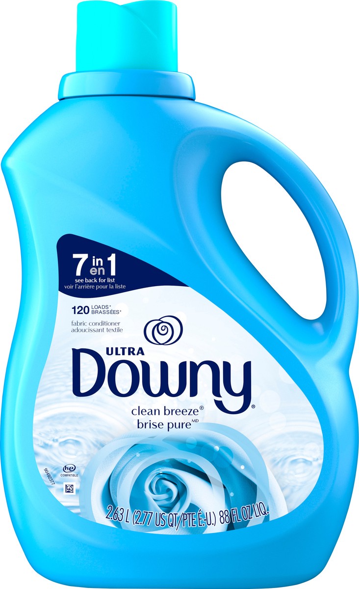 slide 2 of 7, Downy Ultra Laundry Liquid Fabric Softener (Fabric Conditioner), Clean Breeze, 88 fl oz, 120 Loads, 88 fl oz