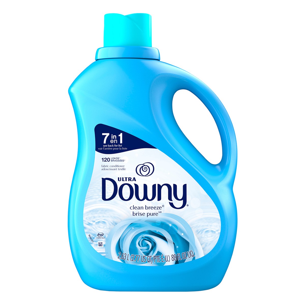 slide 1 of 7, Downy Ultra Laundry Liquid Fabric Softener (Fabric Conditioner), Clean Breeze, 88 fl oz, 120 Loads, 88 fl oz