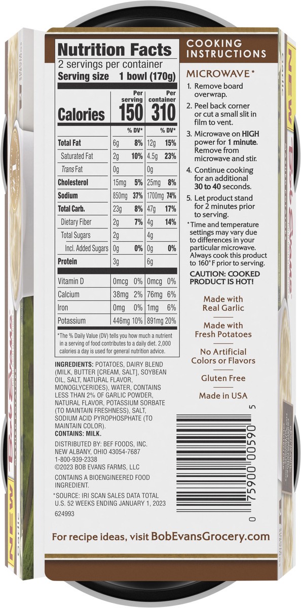 slide 2 of 12, Bob Evans Garlic Mashed Potatoes Single Serve 12 oz 2 ct, 12 oz