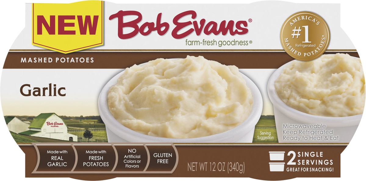 slide 8 of 12, Bob Evans Garlic Mashed Potatoes Single Serve 12 oz 2 ct, 12 oz