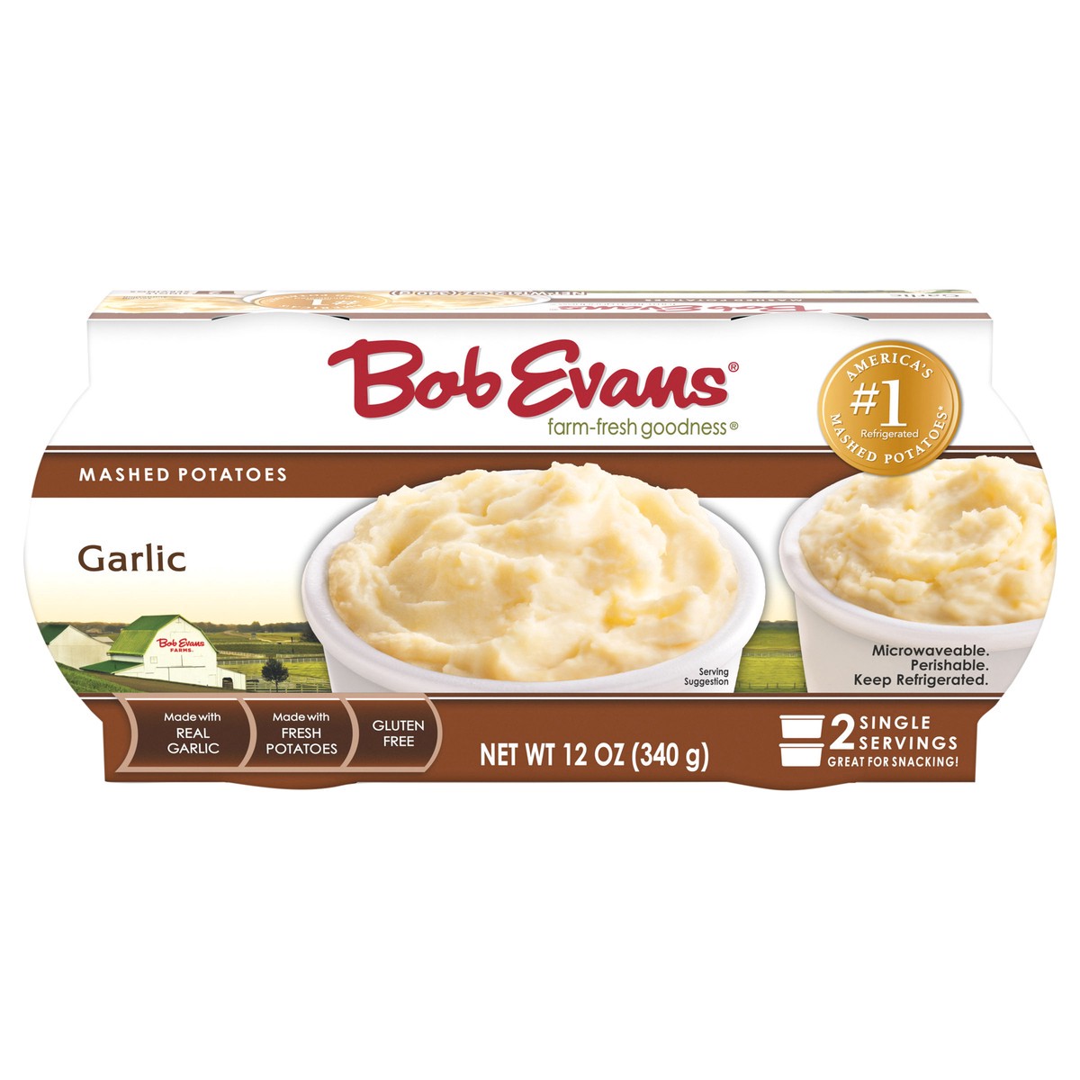 slide 1 of 12, Bob Evans Garlic Mashed Potatoes Single Serve 12 oz 2 ct, 12 oz