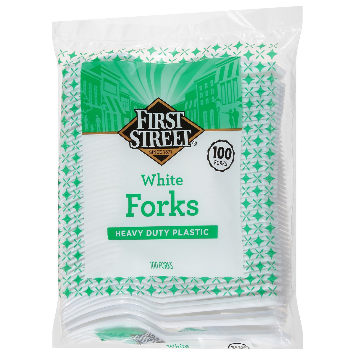 slide 3 of 4, First Street Heavy Duty White Forks, 100 ct