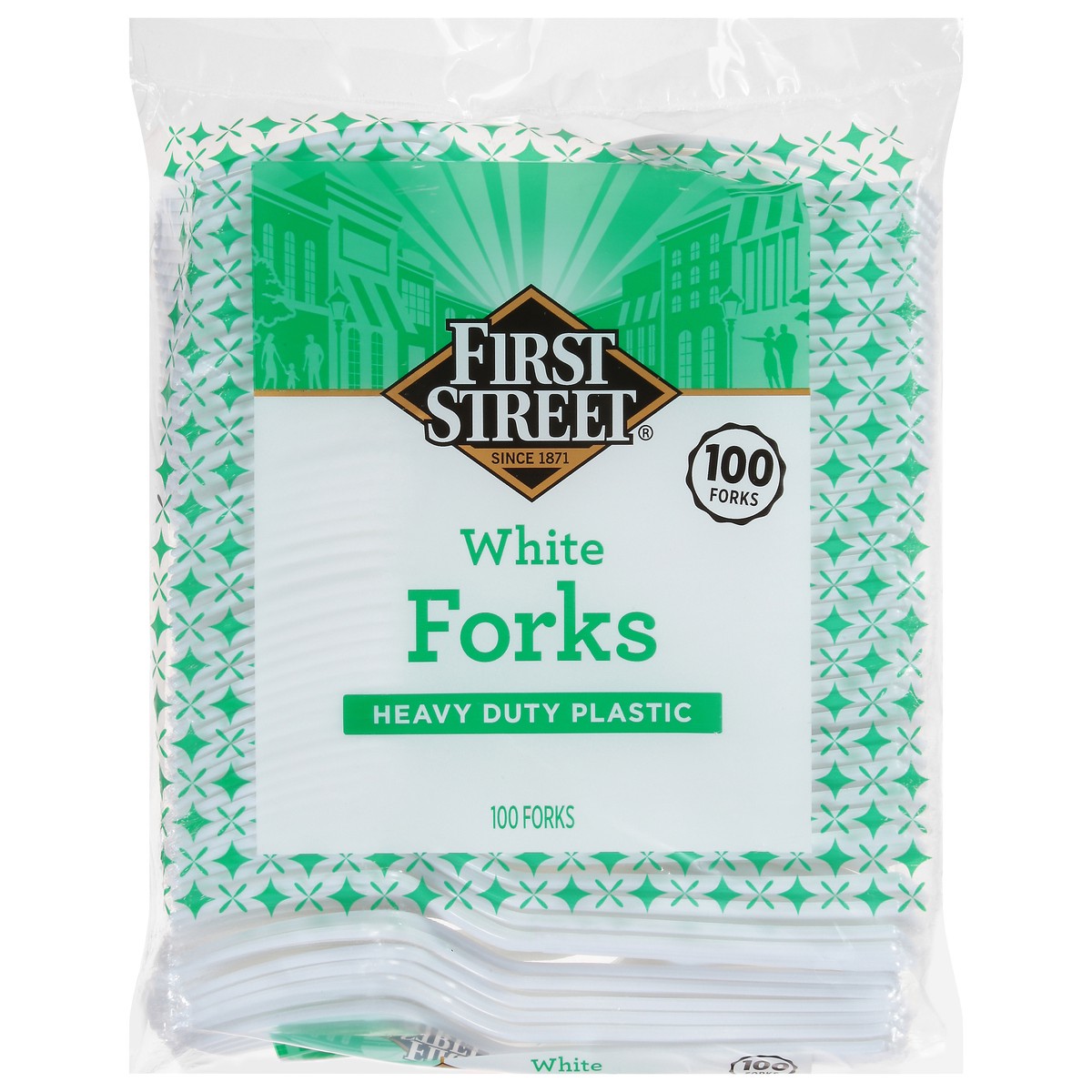 slide 1 of 4, First Street Heavy Duty White Forks, 100 ct