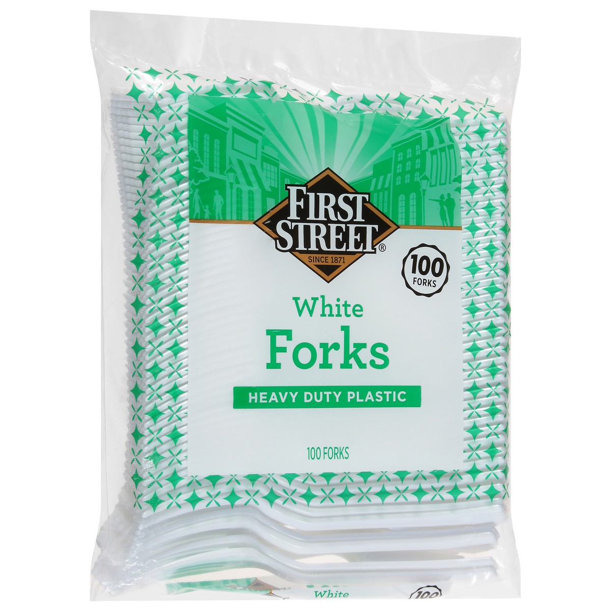 slide 4 of 4, First Street Heavy Duty White Forks, 100 ct