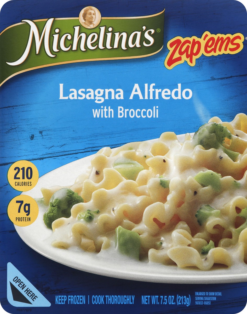 slide 1 of 3, Michelina's Lasagna Alfredo, with Broccoli, 7.5 oz