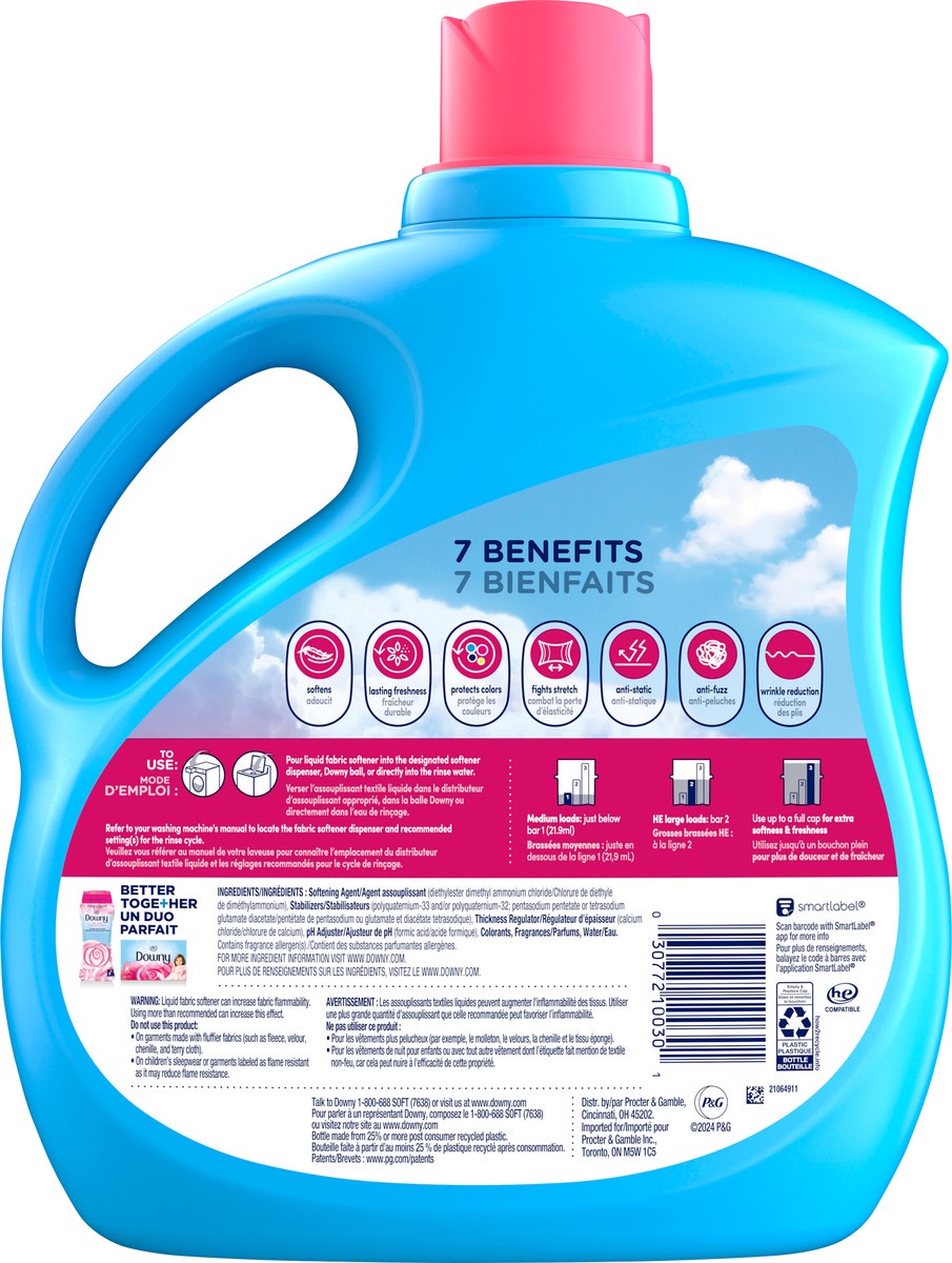slide 2 of 8, Downy Soft, 2 in 1 Soft and Fresh Liquid Fabric Softener, April Fresh, 111 fl oz, 150 Loads, Fabric Conditioner Liquid provides softness and freshness for fabrics, 3.47 qt