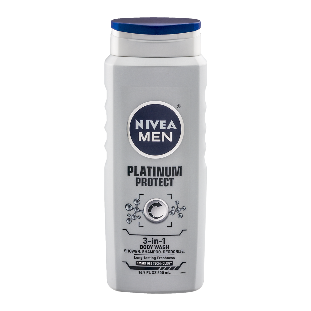 slide 1 of 2, Nivea Men 3-In-1 Body Wash Platinum Protect, 16.9 oz