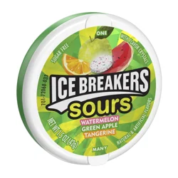 ICE BREAKERS Sours Assorted Fruit Flavored Sugar Free Mints Puck, 1.5 oz