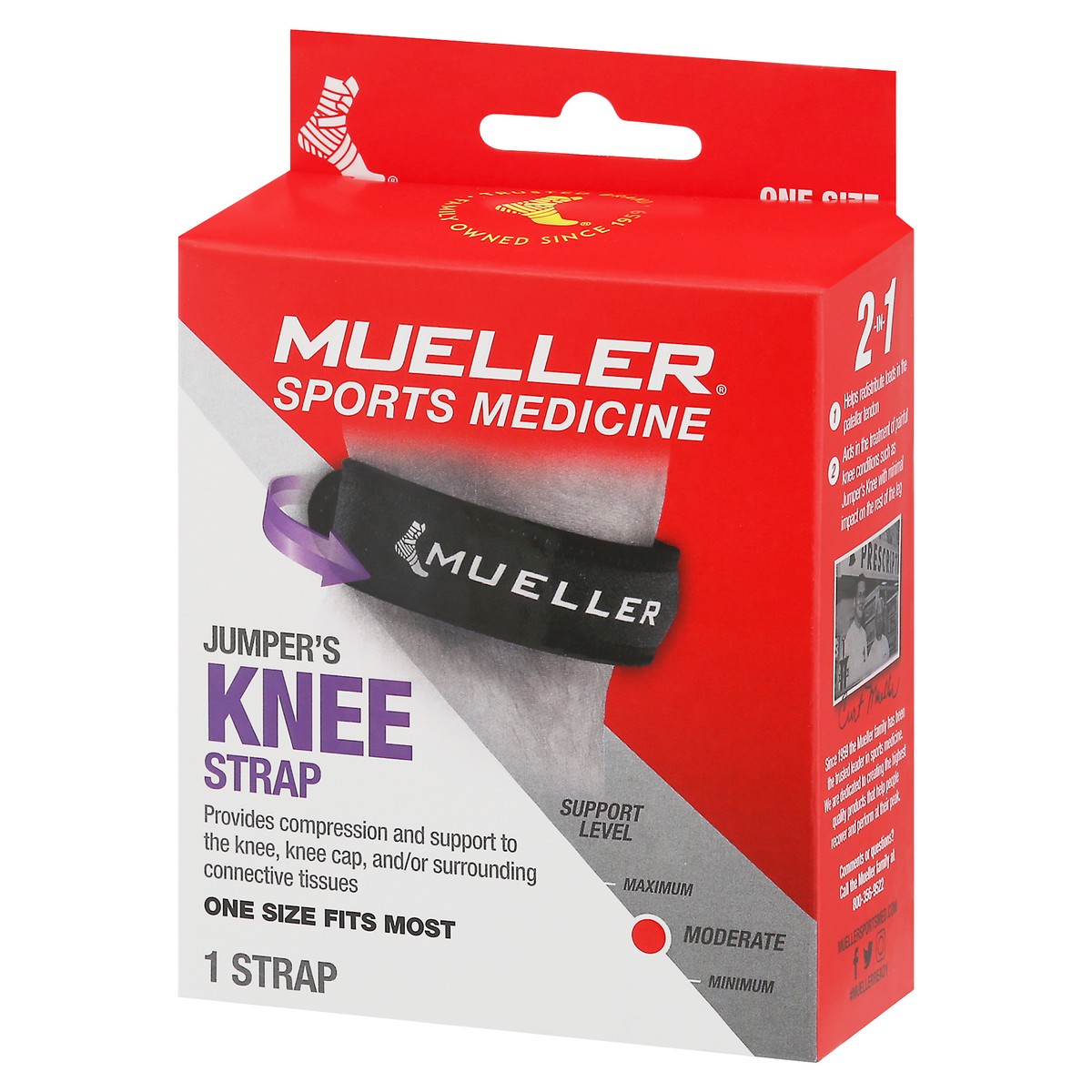 slide 2 of 12, Mueller Moderate Jumper's Knee Strap 1 ea, 1 ct