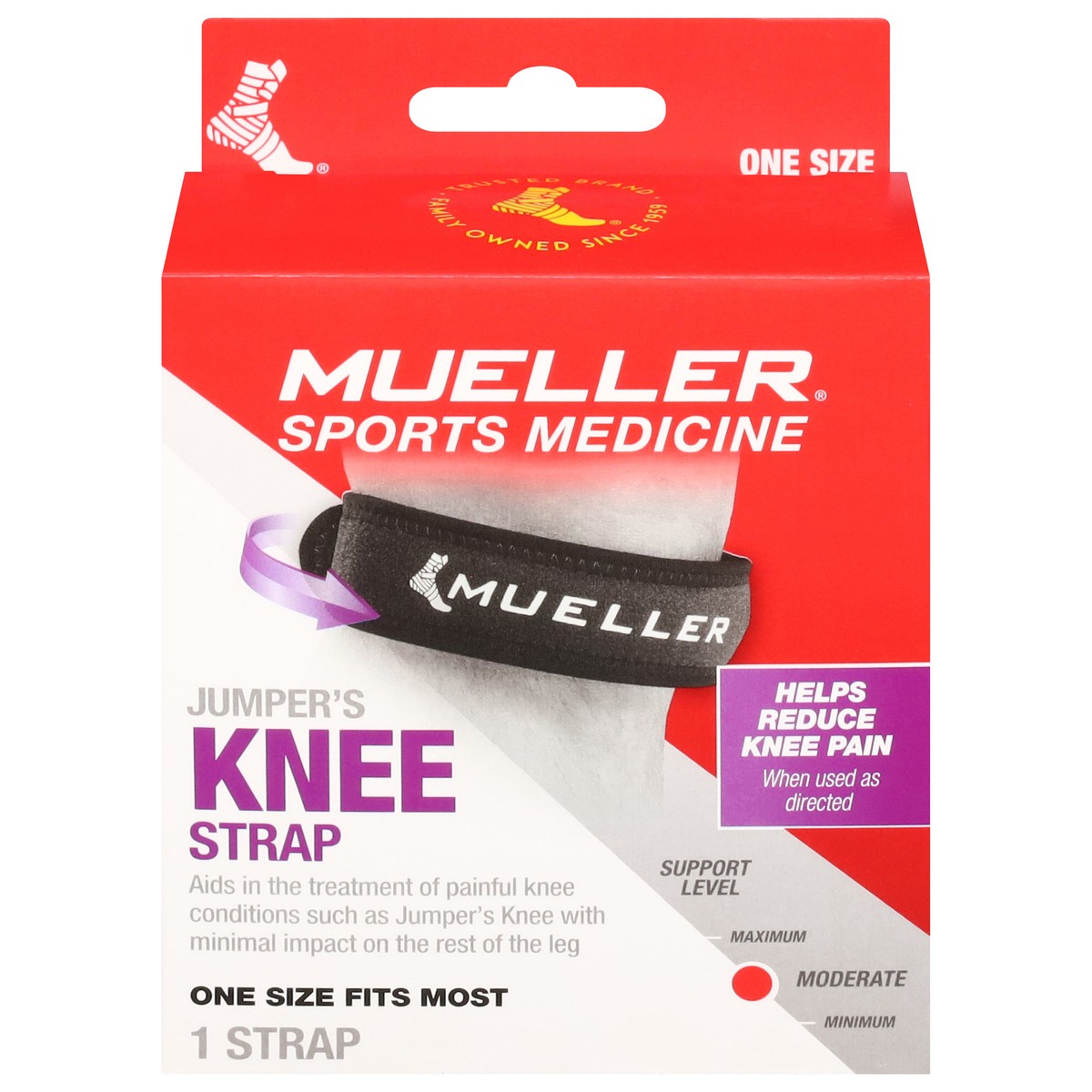 slide 1 of 12, Mueller Moderate Jumper's Knee Strap 1 ea, 1 ct