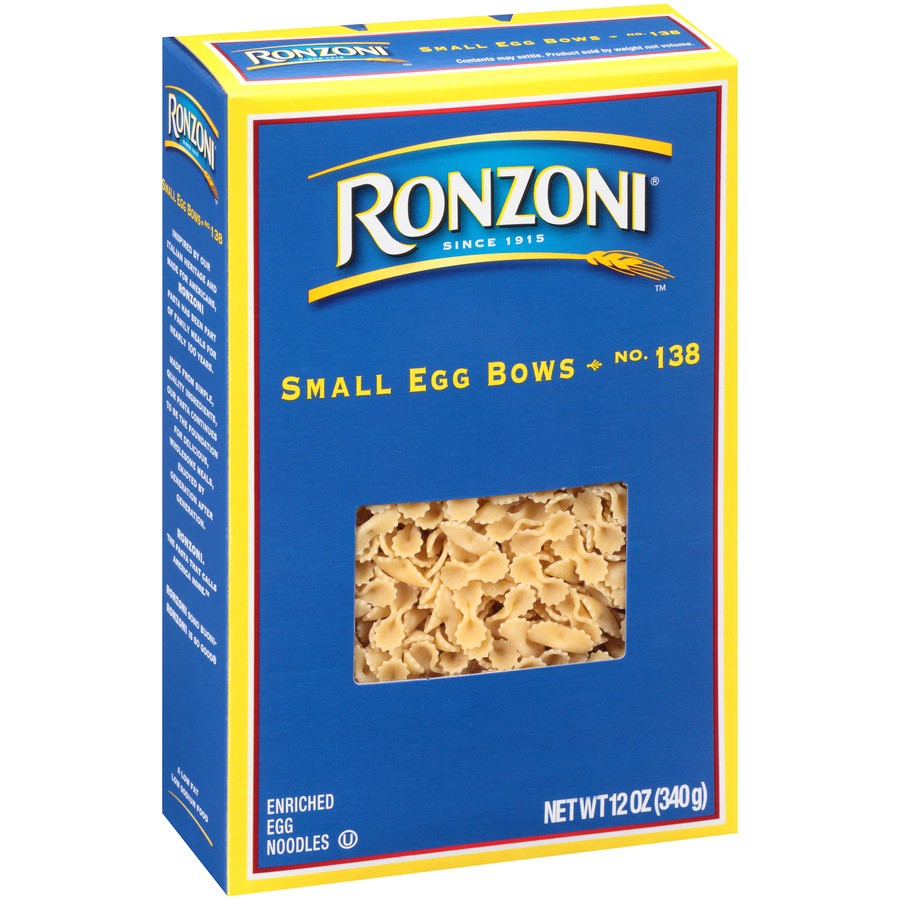 slide 2 of 8, Ronzoni Egg Noodles, Small Egg Bows, No. 138, 12 oz