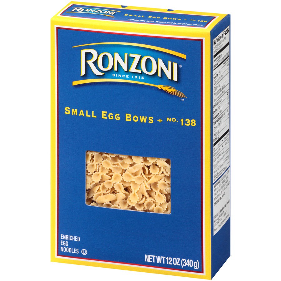 slide 3 of 8, Ronzoni Egg Noodles, Small Egg Bows, No. 138, 12 oz