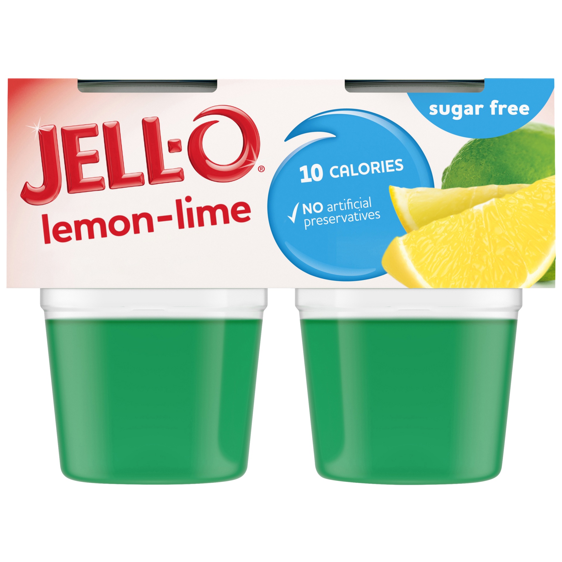 slide 1 of 1, Jell-O Lemon-Lime Sugar Free Ready-to-Eat Gelatin Snacks, 4 ct; 12.5 oz