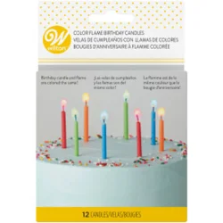 Wilton Red, Blue, Orange and Green Color Flame Birthday Candle Set, 12-Count