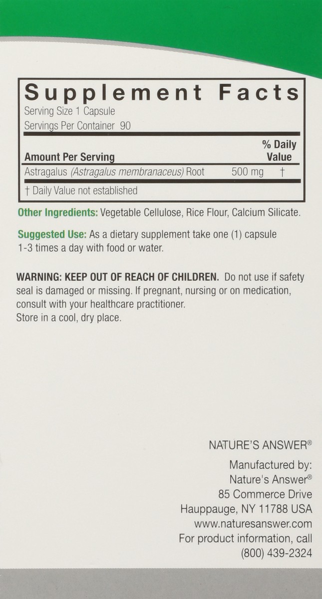 slide 5 of 9, Nature's Answer Astragalus Root 90VCap, 90 ct