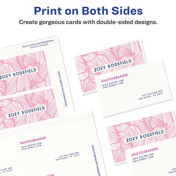 slide 7 of 8, Avery Laser Two-Sided Printable Clean Edge Business Cards - White, 200 ct