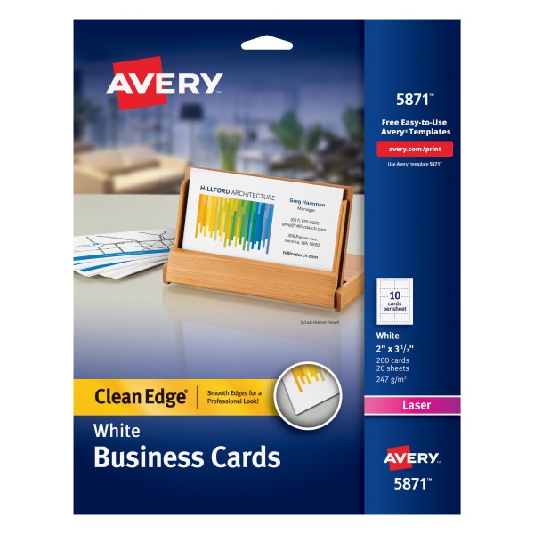 slide 1 of 5, Avery Laser Two-Sided Printable Clean Edge Business Cards - White, 200 ct