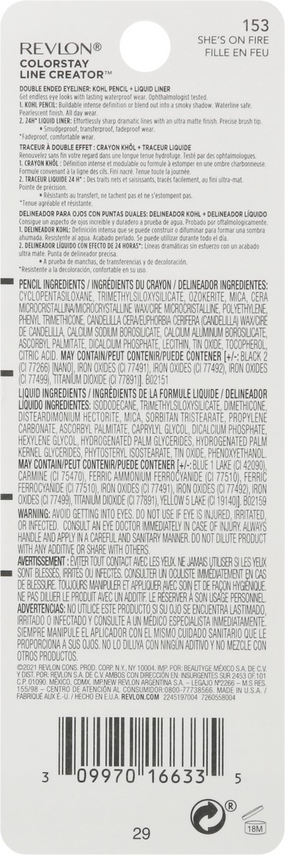 slide 9 of 11, Revlon ColorStay Line Creator Double Ended Liner, She's On Fire, 1 ct