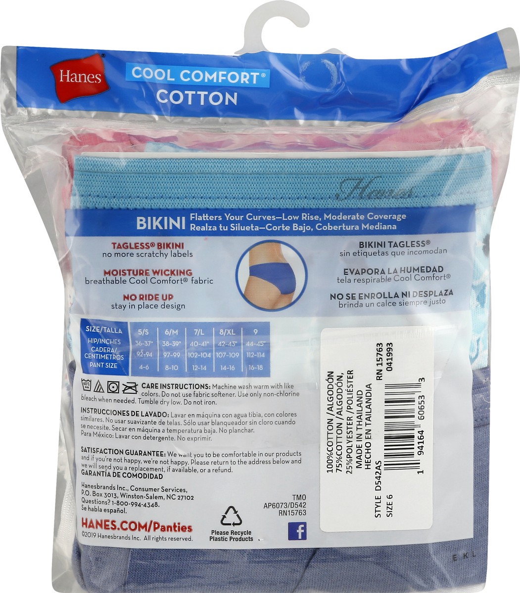 slide 7 of 10, Hanes Bikinis, Cotton, Size 6/M, Value Pack, 5 ct