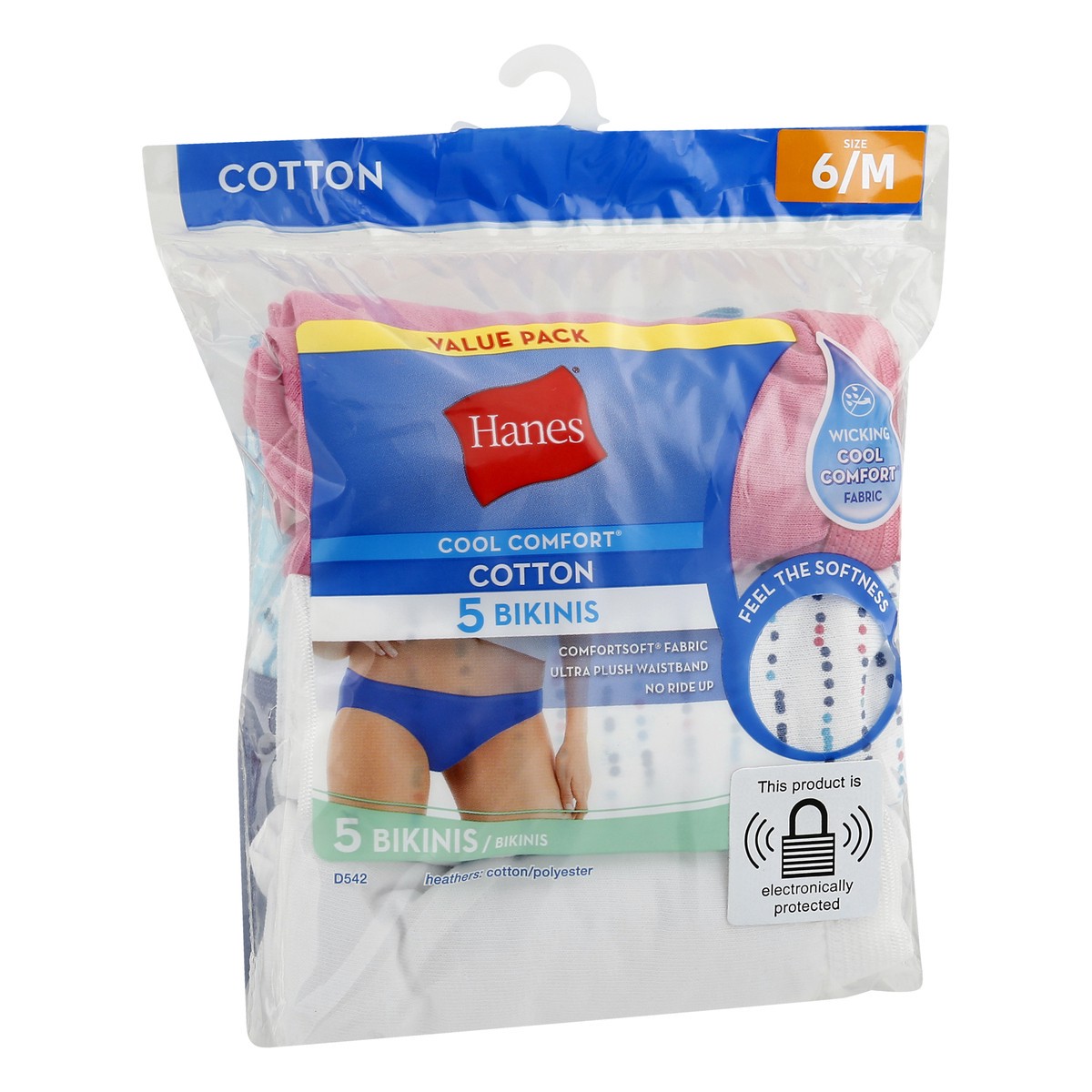 slide 4 of 10, Hanes Bikinis, Cotton, Size 6/M, Value Pack, 5 ct
