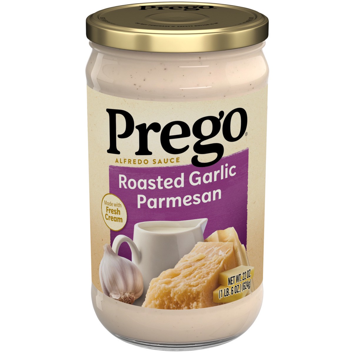 slide 1 of 8, Prego Alfredo Sauce with Roasted Garlic and Parmesan Cheese, 22.000 oz
