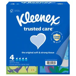Kleenex Trusted Care Facial Tissues, 4 Cube Boxes, 70 Tissues per Box, 2-Ply (280 Total Tissues)