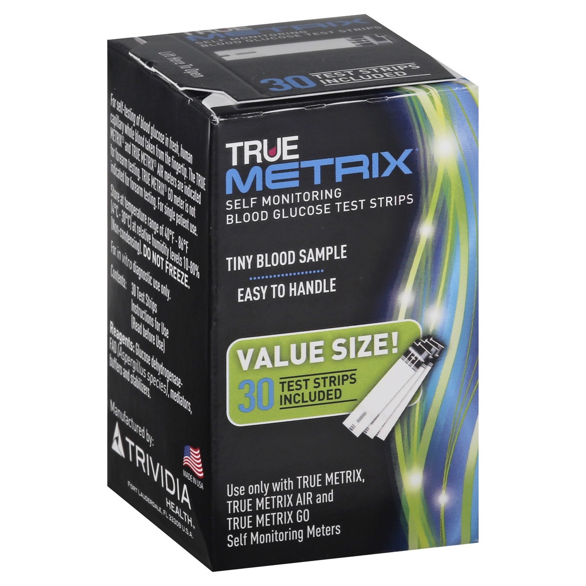 slide 6 of 9, True Metrix Value Size Self Monitoring Blood Glucose Test Strips 30 ea, 30 ct