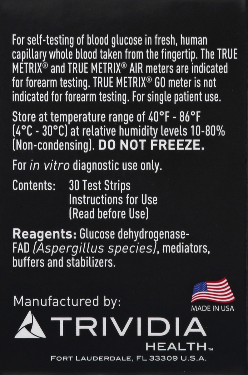 slide 3 of 9, True Metrix Value Size Self Monitoring Blood Glucose Test Strips 30 ea, 30 ct