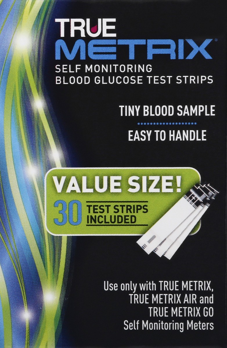 slide 7 of 9, True Metrix Value Size Self Monitoring Blood Glucose Test Strips 30 ea, 30 ct