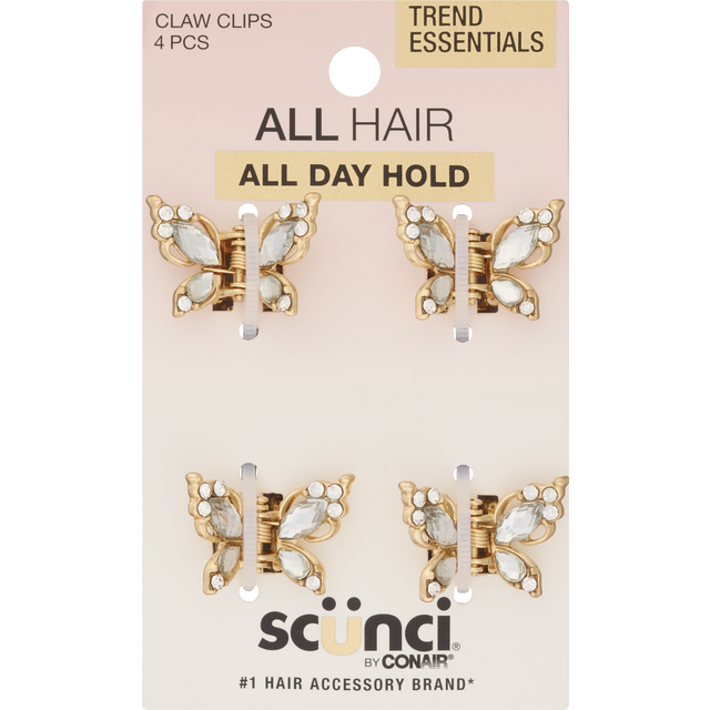slide 1 of 1, scünci Trend Essentials Claw Clips 4 Each, 4 ct