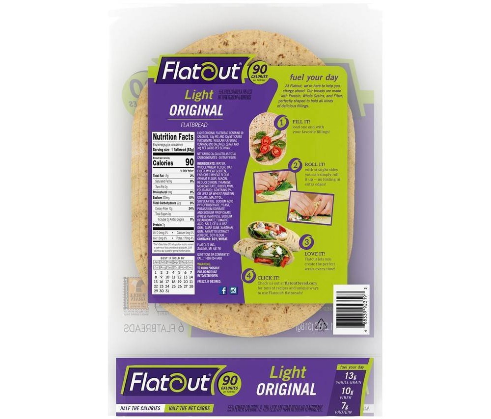 slide 2 of 2, Flatout Flatbread Light Original, 6 ct; 11.2 oz