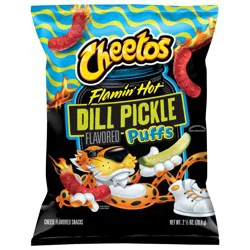 Cheetos Puffs Flamin' Hot Dill Pickle Flavored Snacks, 2.5 oz