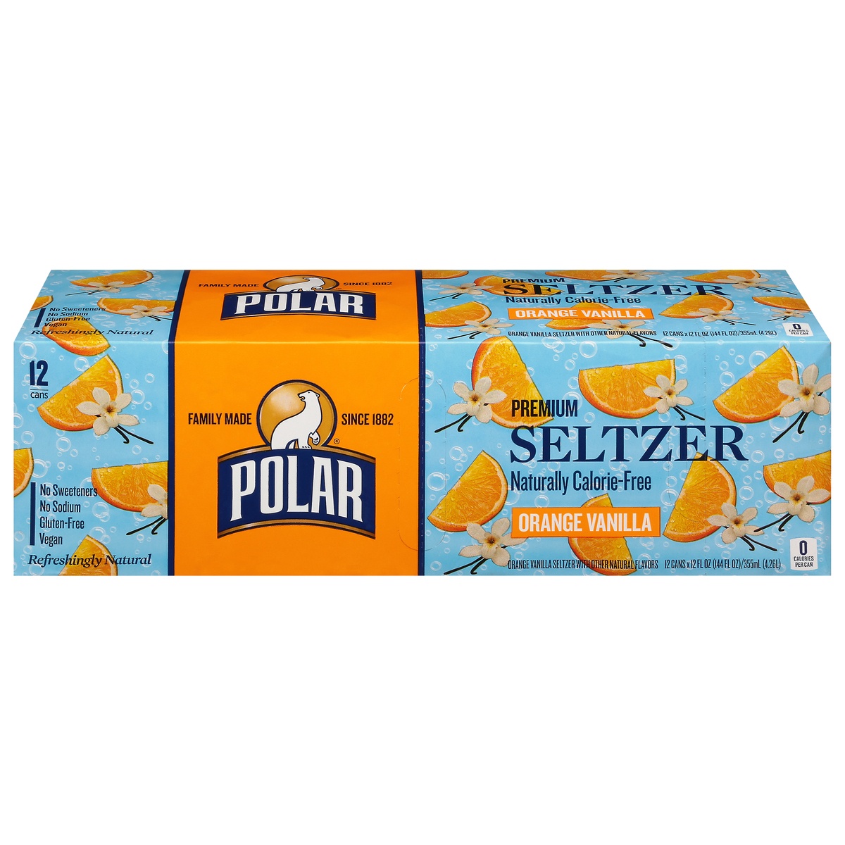 slide 1 of 1, Polar Orange Vanilla Seltzer, 12 ct; 12 fl oz