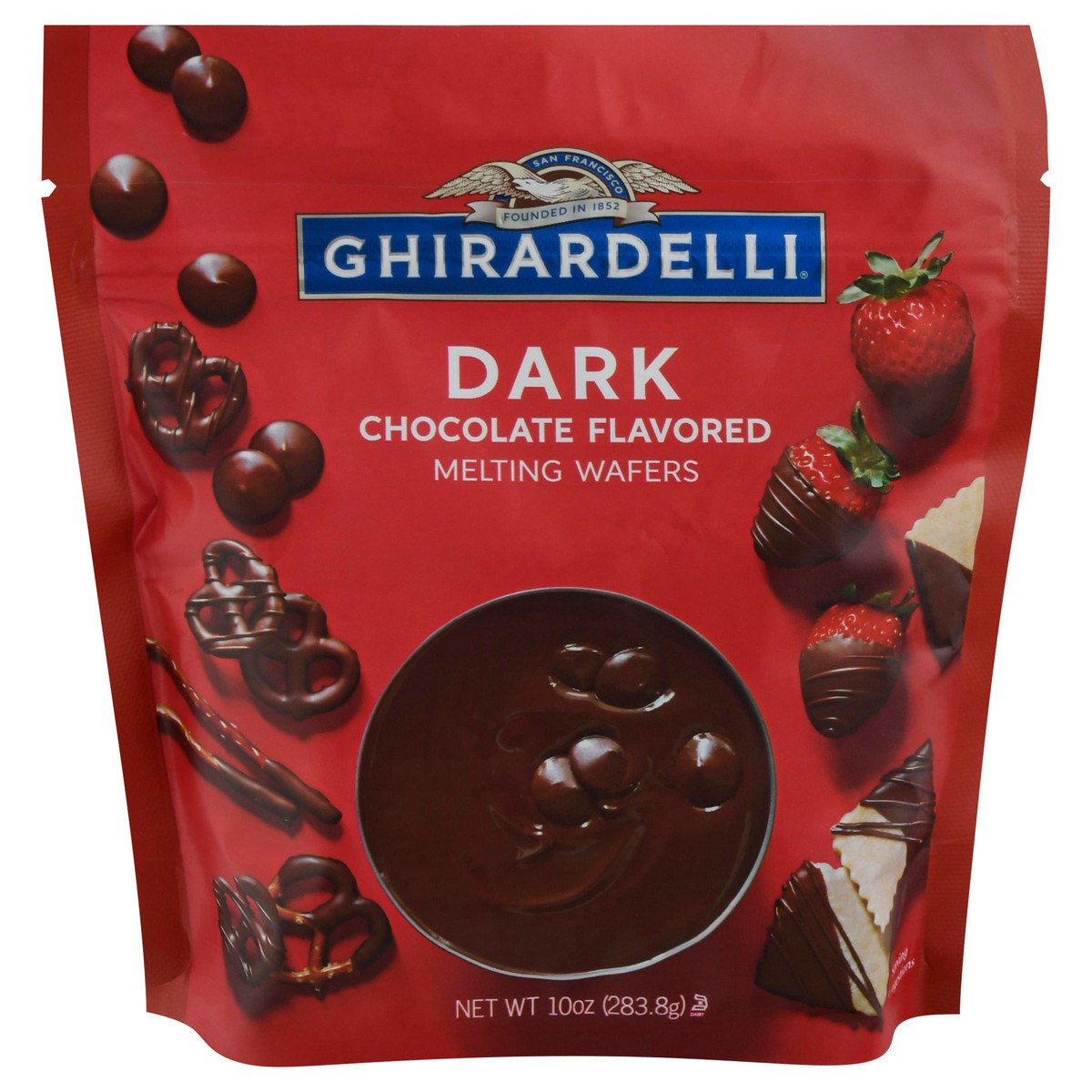 slide 1 of 19, GHIRARDELLI Dark Chocolate Flavored Melting Wafers, 10 oz Bag, 10 oz