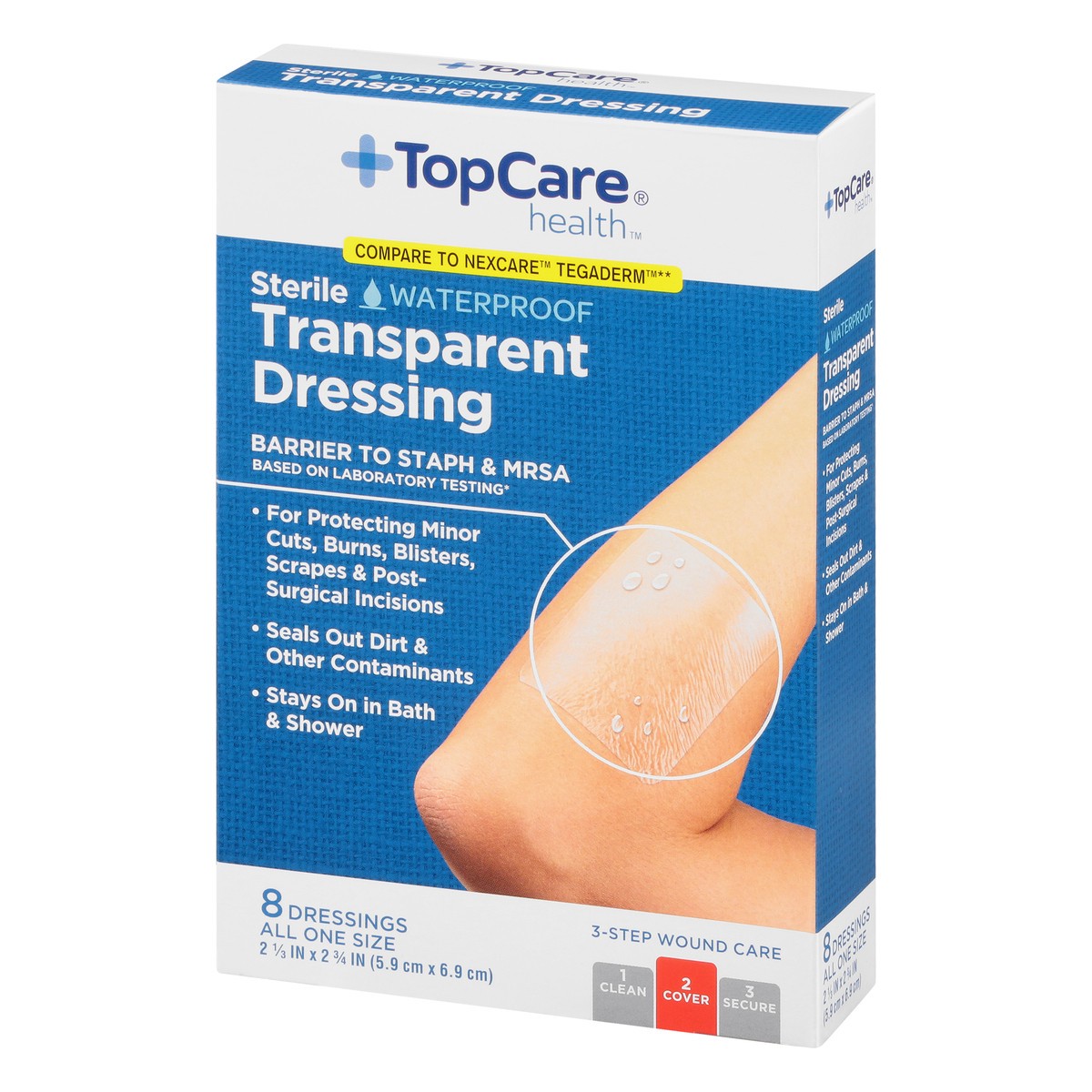 slide 5 of 9, TopCare Health One Size Waterproof Transparent Dressing 8 ea, 8 ct