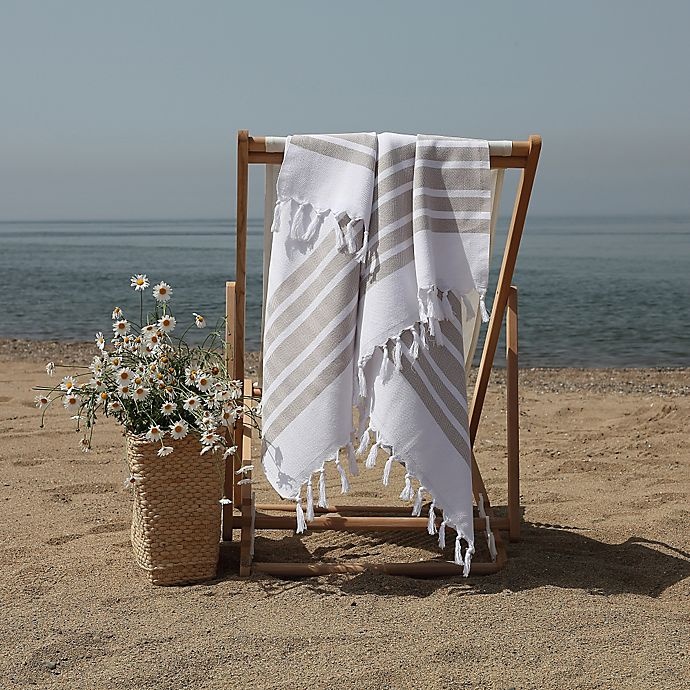 slide 3 of 5, Linum Home Textiles Herringbone Fouta Pestemal Beach Towel - Beige, 1 ct