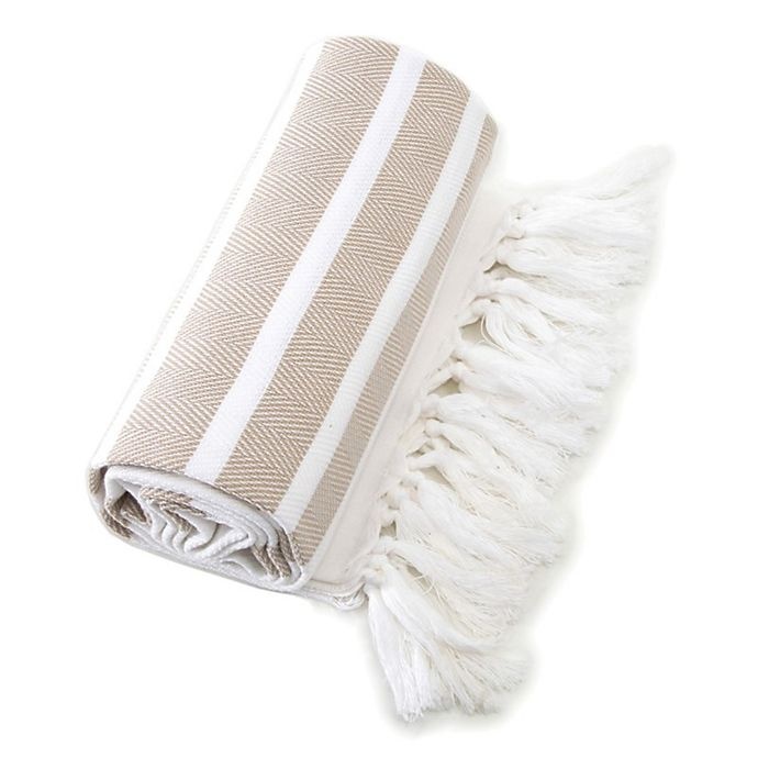 slide 4 of 5, Linum Home Textiles Herringbone Fouta Pestemal Beach Towel - Beige, 1 ct