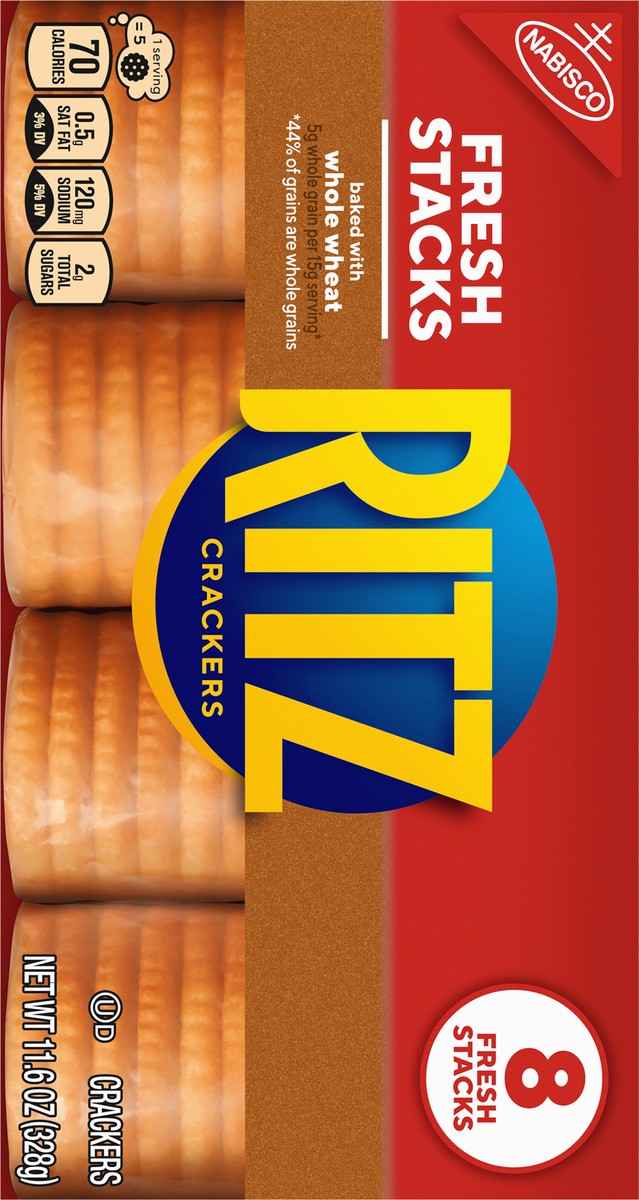 slide 2 of 14, RITZ Fresh Stacks Whole Wheat Crackers, 8 Count, 11.6 oz, 11.6 oz