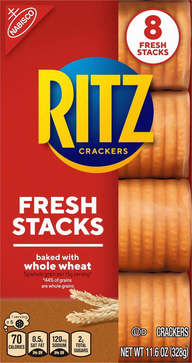 slide 13 of 14, RITZ Fresh Stacks Whole Wheat Crackers, 8 Count, 11.6 oz, 11.6 oz
