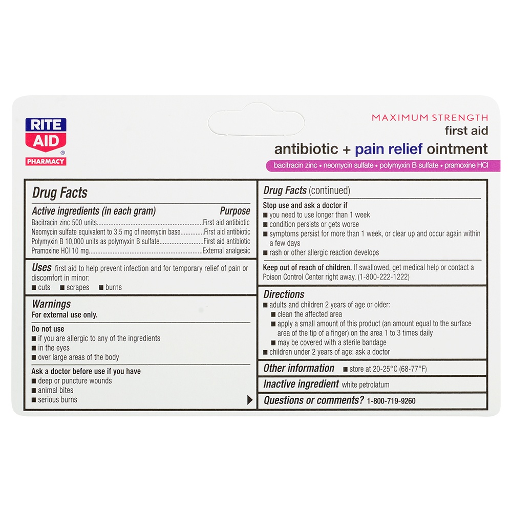 slide 2 of 3, Rite Aid Maximum Strength Pain Relief Antibiotic Ointment, 1 oz