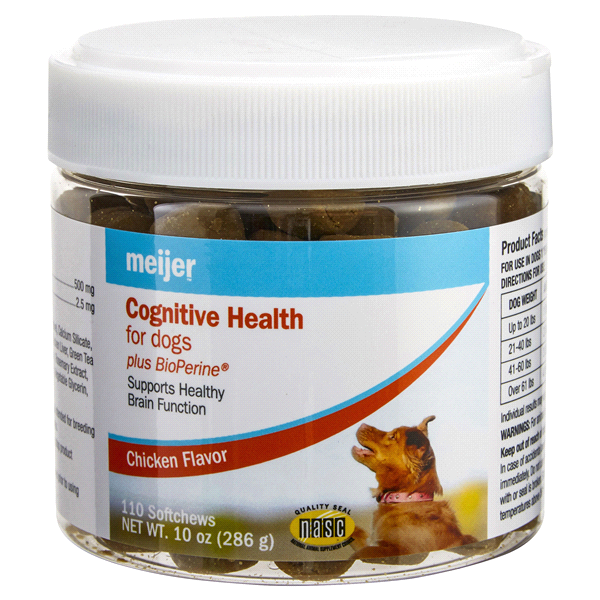 slide 1 of 1, Meijer Cognitive Health With Bioperine, Chicken Flavor Dog Softchews, 110 ct