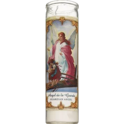 Prayer Candle Co. PRAYER CANDLE Star Novena Candle 8" White "Angel De La Guarda"