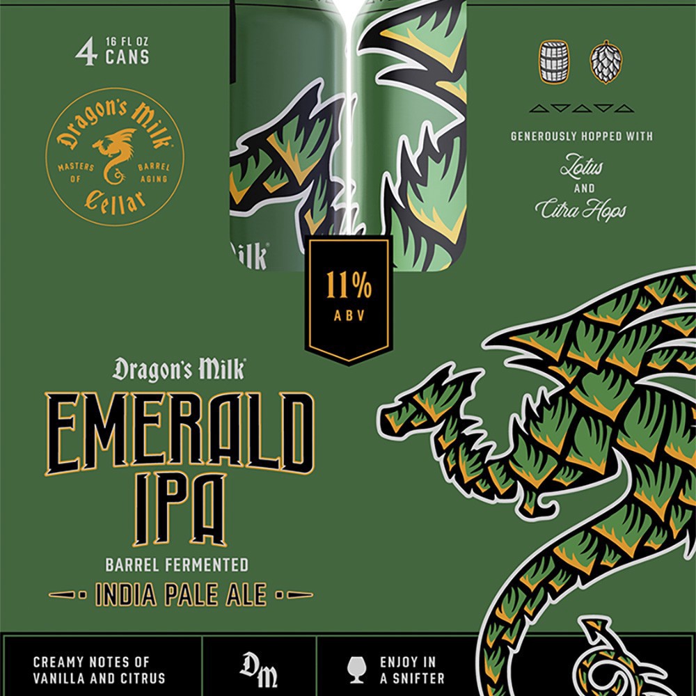 slide 1 of 1, Dragon's Milk Emerald IPA Indian Pale Ale Beer 4 Cans, 4 ct