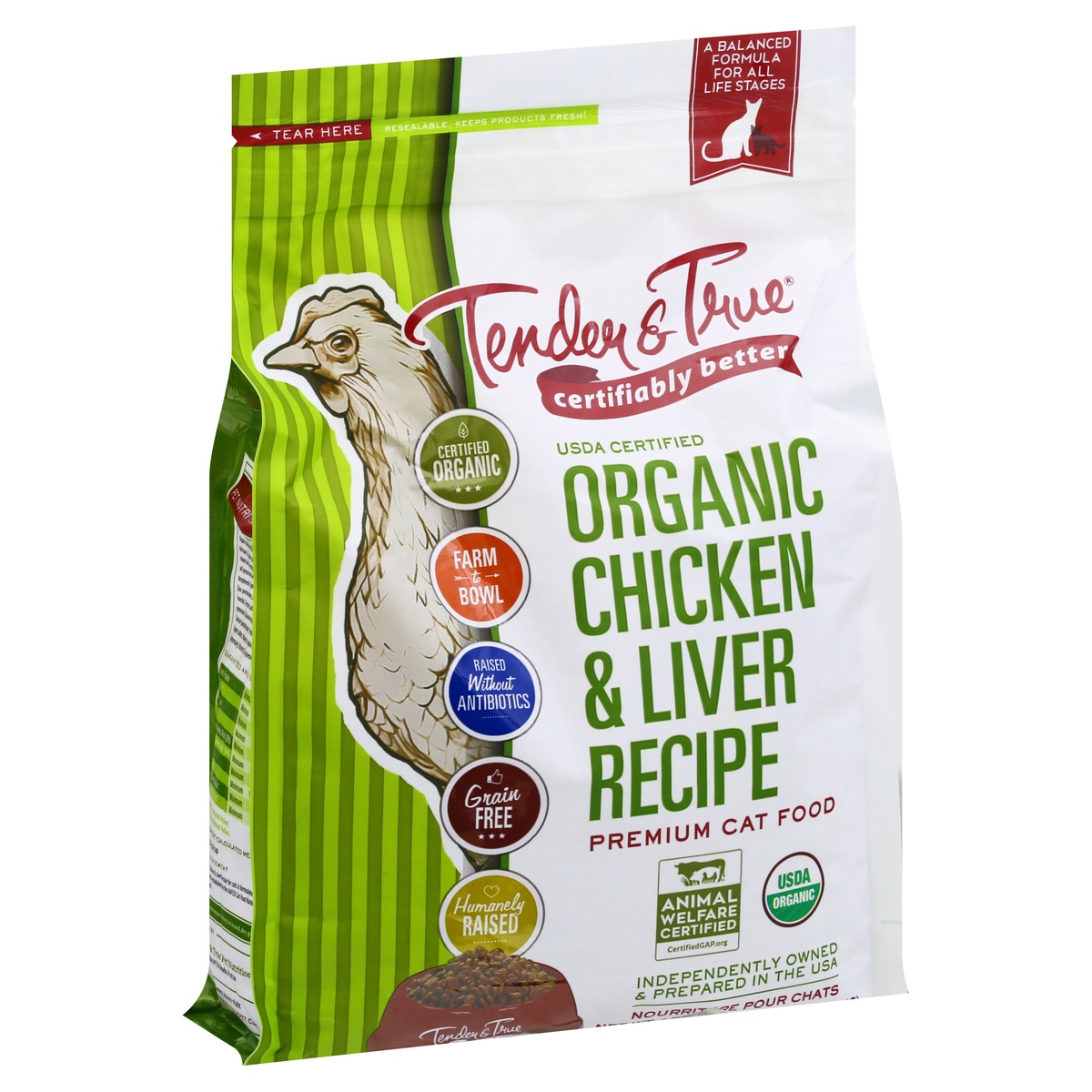 slide 2 of 9, Tender & True Organic Premium Chicken & Liver Recipe Cat Food, 48 oz