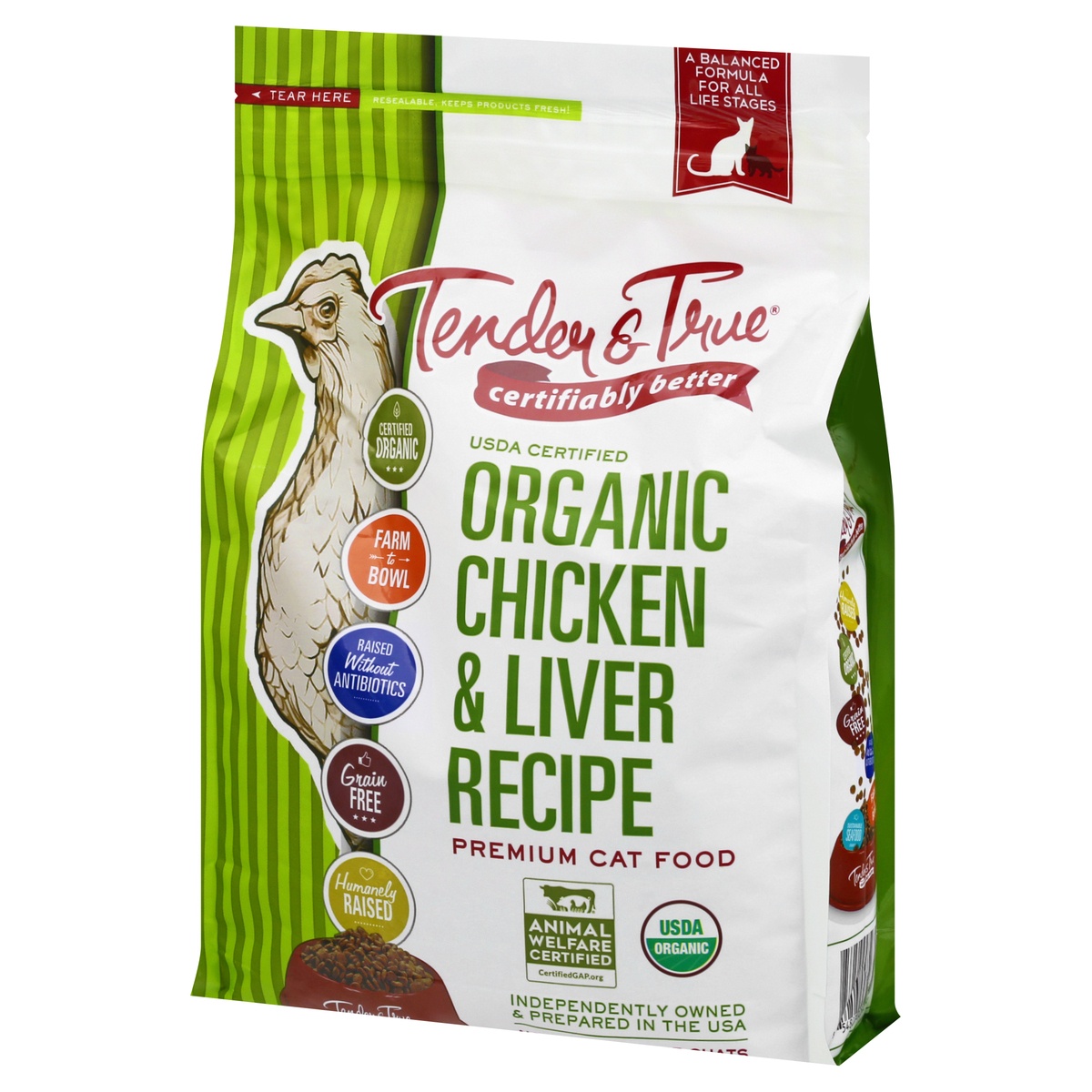 slide 3 of 9, Tender & True Organic Premium Chicken & Liver Recipe Cat Food, 48 oz