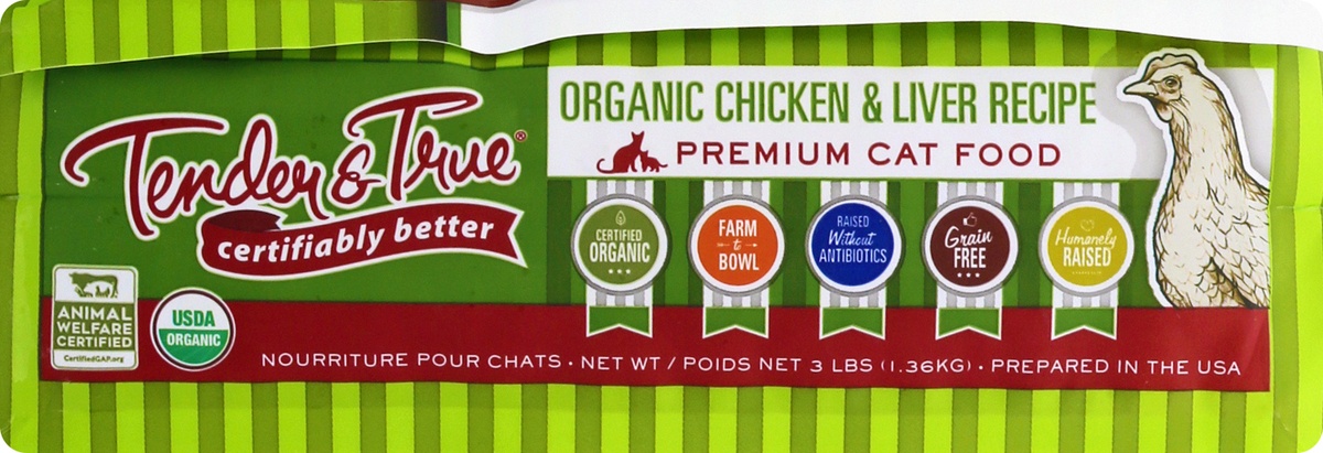 slide 7 of 9, Tender & True Organic Premium Chicken & Liver Recipe Cat Food, 48 oz